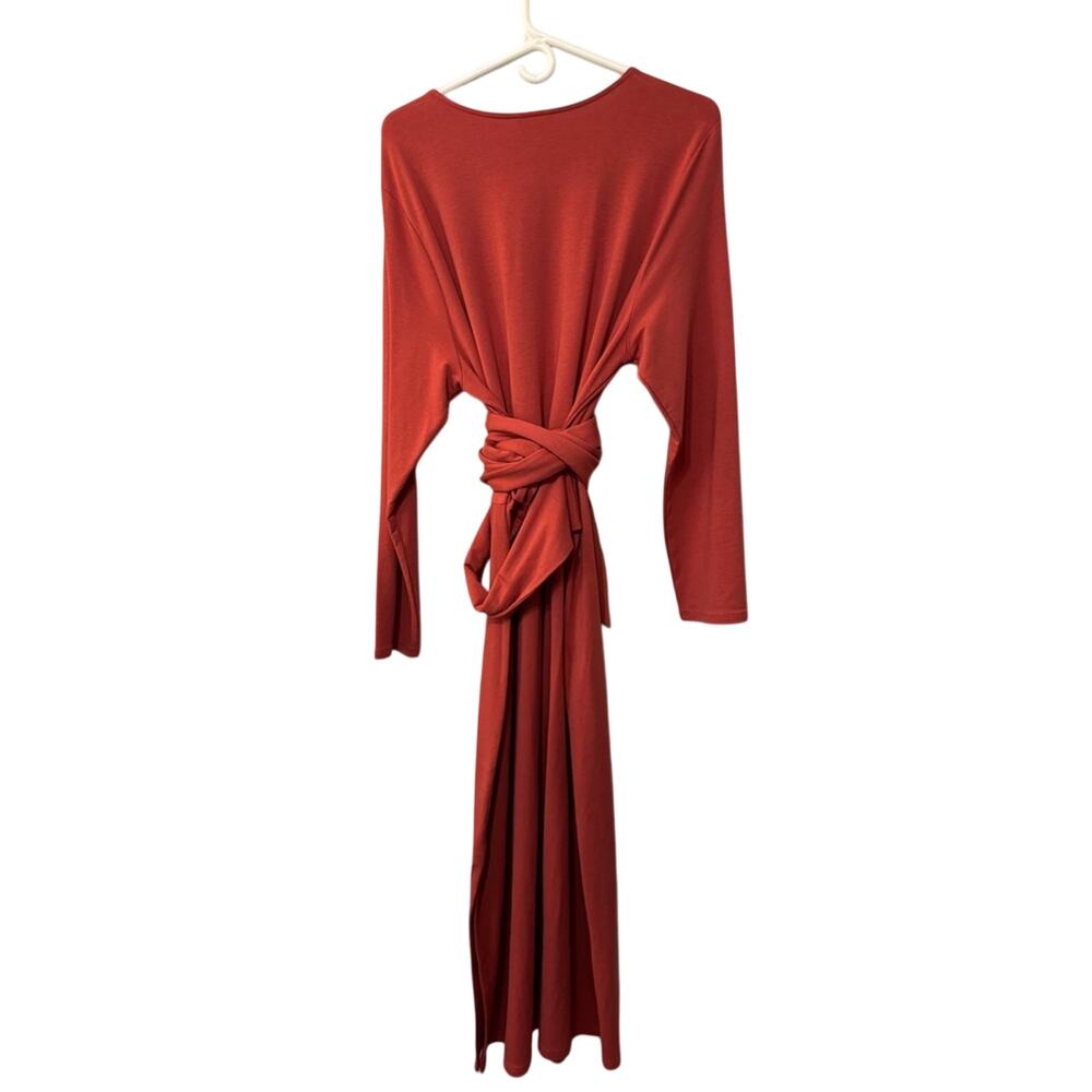 # J. Jill XL Soft Rust-Red Long Sleeve Maxi Dress with Tie Waist - Picture 5 of 8